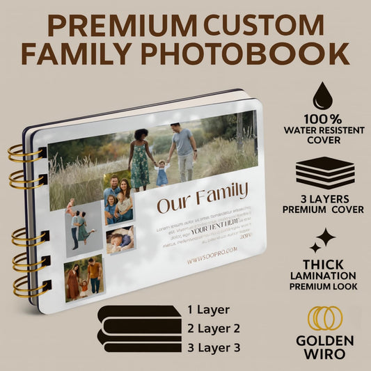 Personalized Photo Album , 22 Pages, 33 images| Waterproof, Premium Print Quality | Golden Wiro Binding | Best Gift for Anniversary, Birthday, Travel Memories